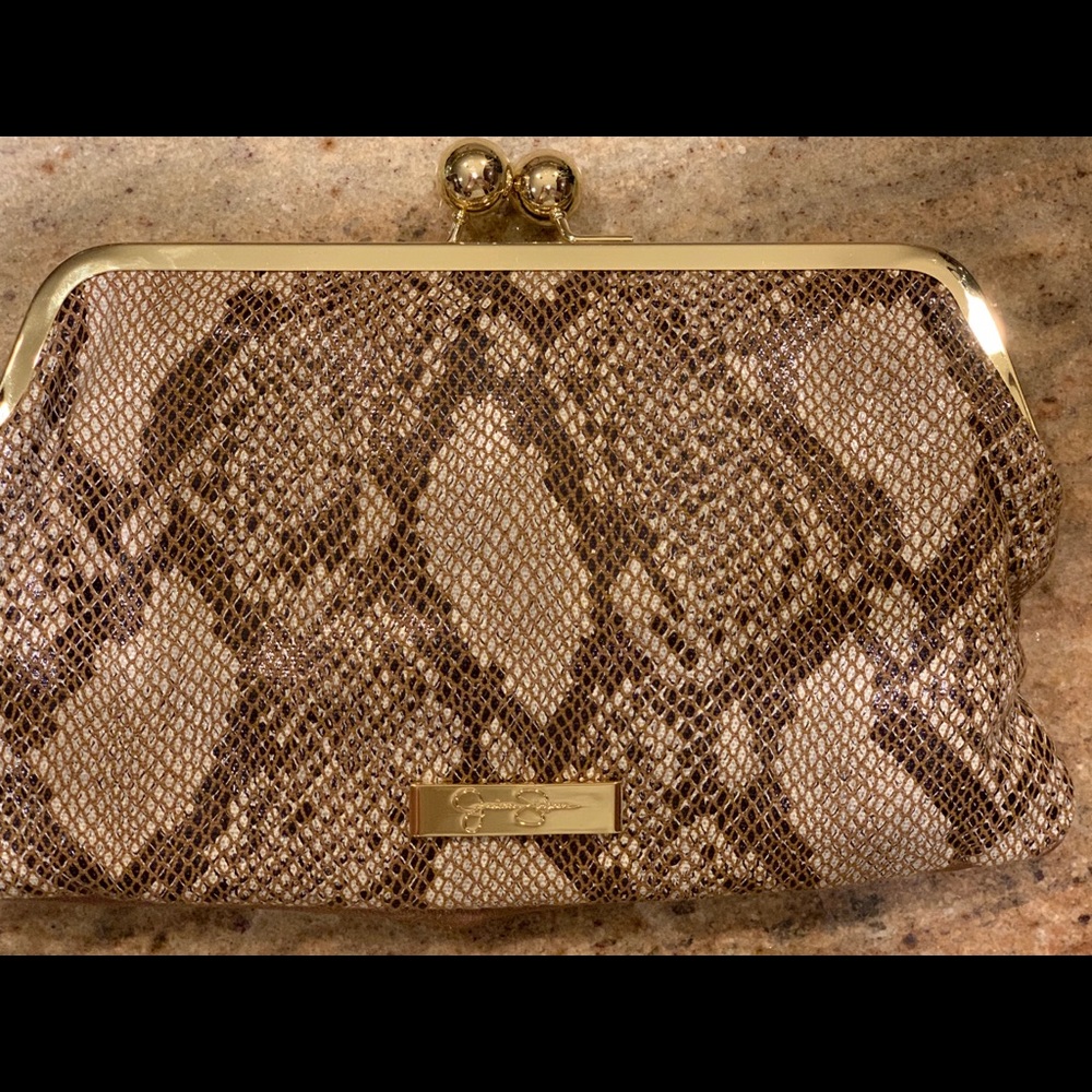 Brown & snake skin Jessica Simpson clutch